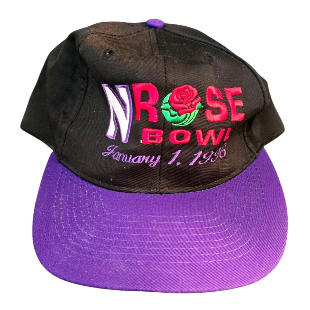 Vintage 1996 Rose Bowl Snapback Hat With Purple Brim & Embroidered Logo CM2092
